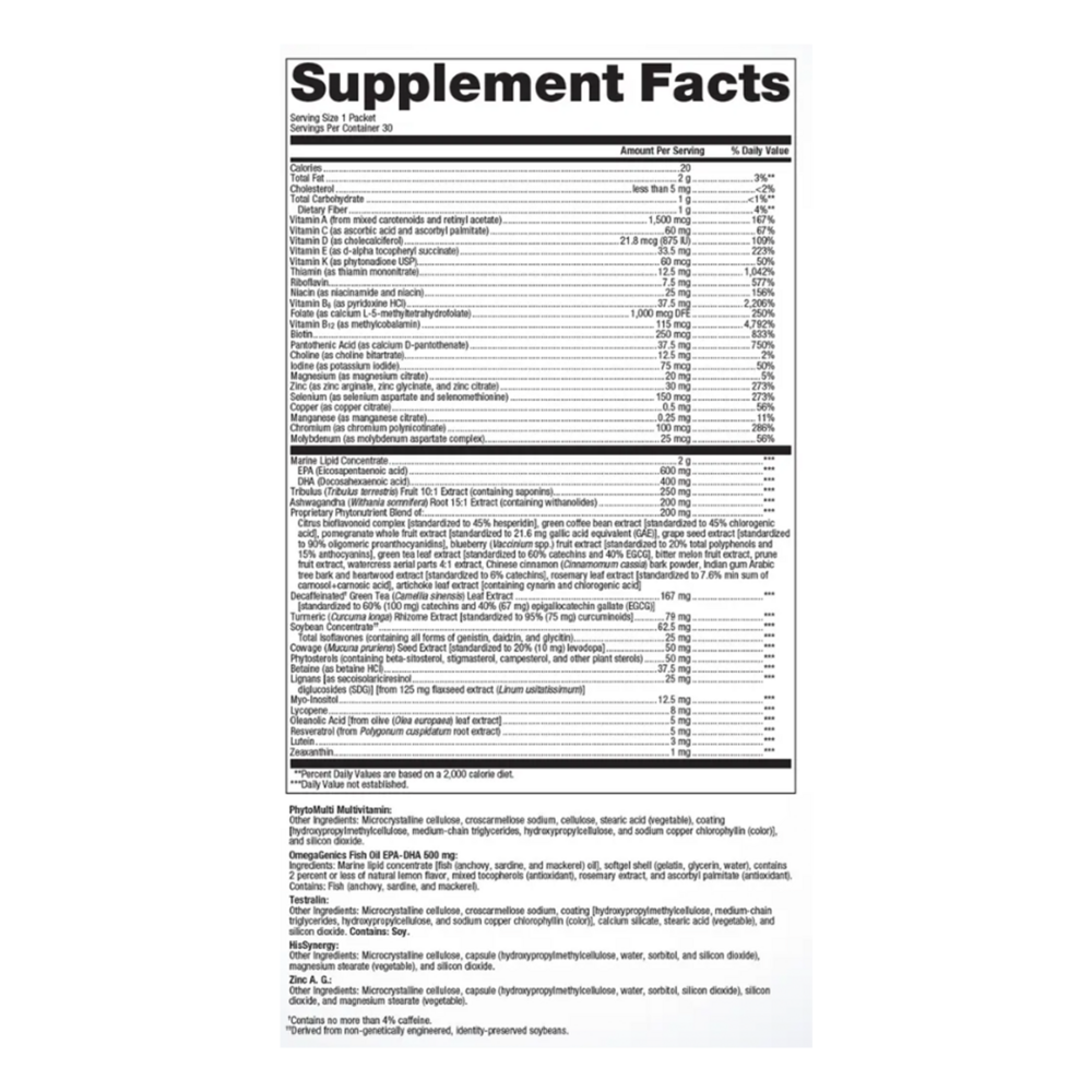 Metagenics Men's wellness packs 30 count