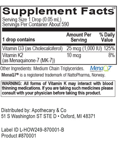 Vitamin D3 with K2 Liquid